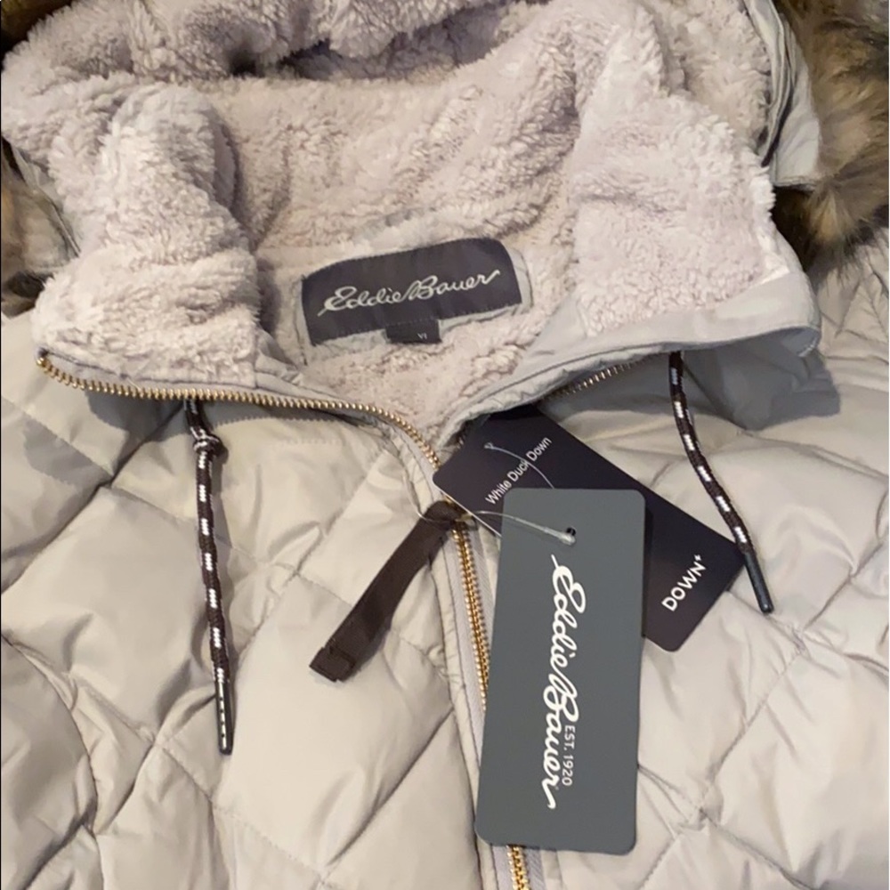 Eddie Bauer Lanely Hybrid Down Parka Jacket Gray - Picture 12 of 16